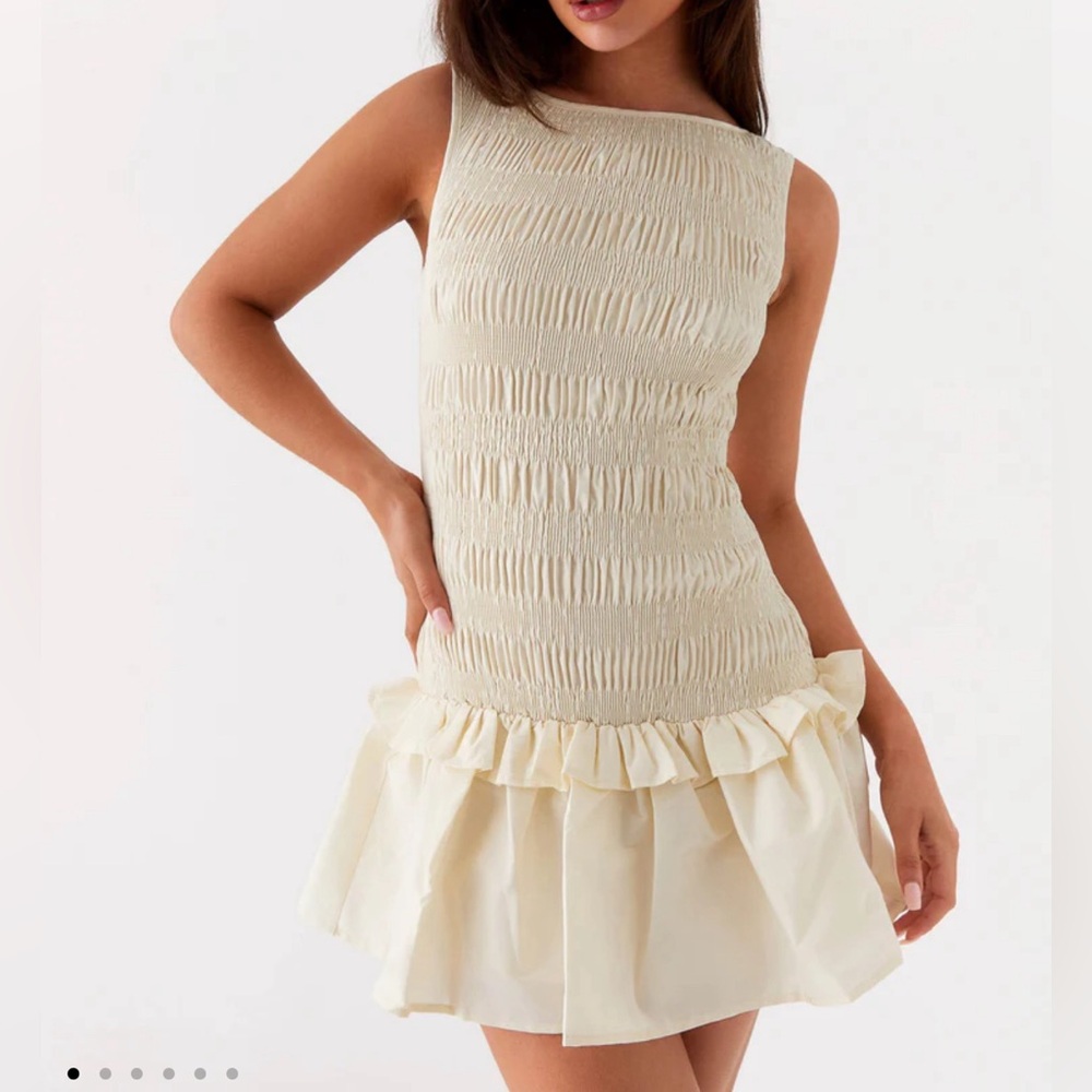 Peppermayo Cream Sleeveless Smocked Mini Dress - Picture 4 of 6